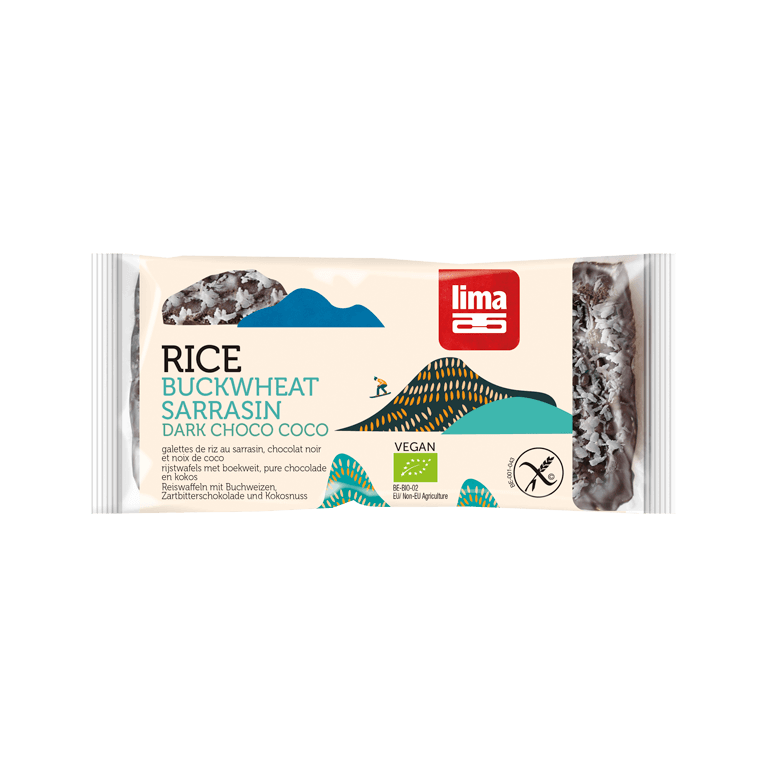 Galettes de riz sarrasin chocolat noir coco fines