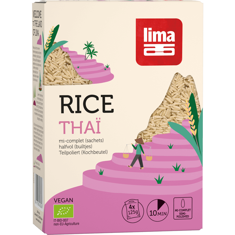 Riz thaï mi‑complet – précuit sachets cuisson