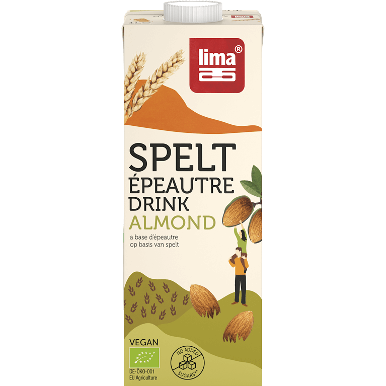 49110 145 Lima Spelt Drink Almond 1L Packshot Frontaal Rgb Transp